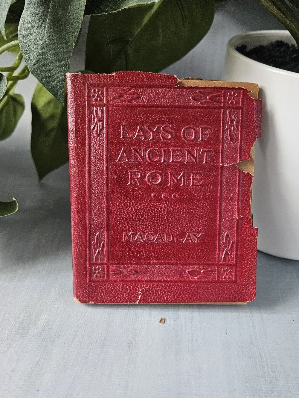 Vintage Little red Leather Library 1920's, Lays of Ancient Rome by Thomas Babing
